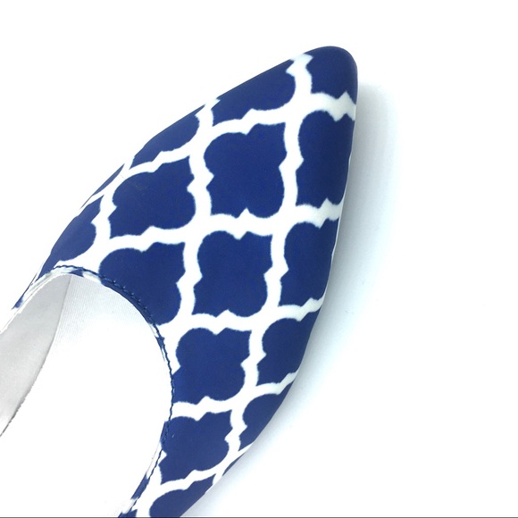 LAST PAIR Indie Designer Satin Print Flats Navy - Picture 2 of 8